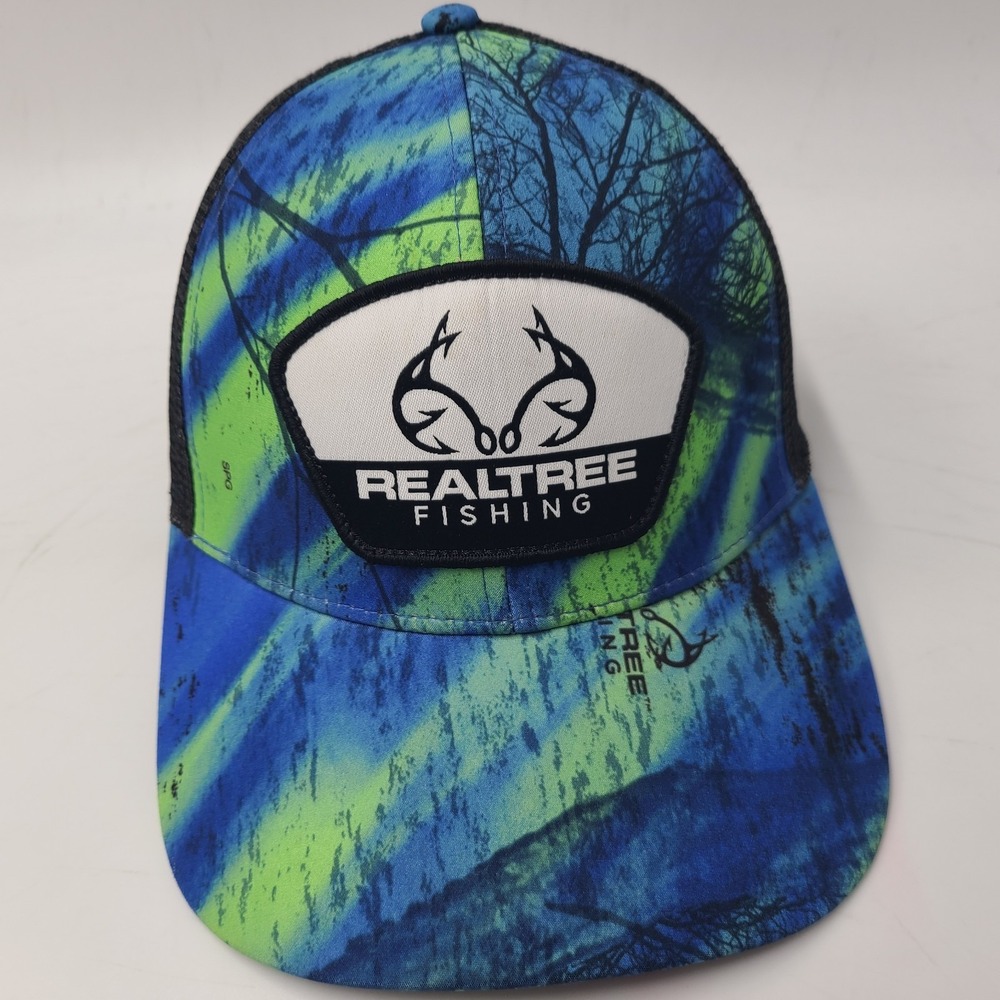 Realtree Fishing Hat Snapback Trucker Mesh Blue‎ Green Black Camo Outdoors Men